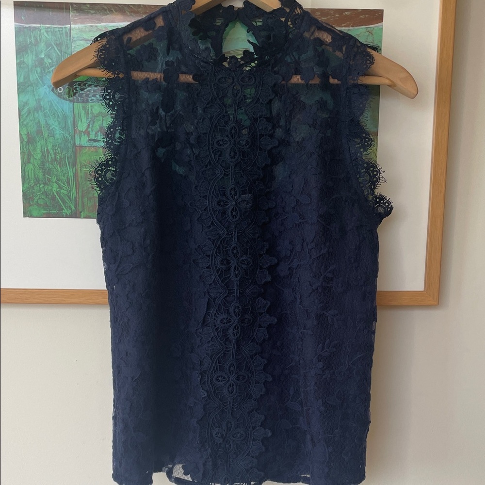 Anthropologie BB Dakota Navy Lace Blouse